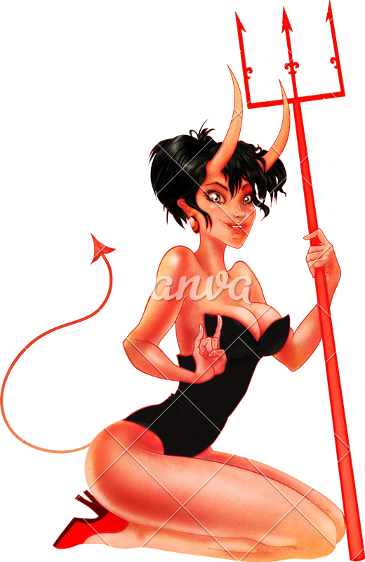 Retro Halloween Devil Girl Pin Up - Retro Halloween Devil Girl Pin Up (520x800)