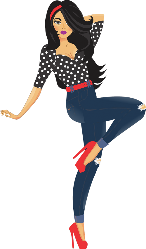 Pin Up Girls Clip Art (500x849)