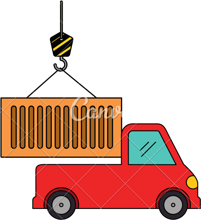 Truck With Crane Hook And Container - Truck With Crane Hook And Container (800x800)