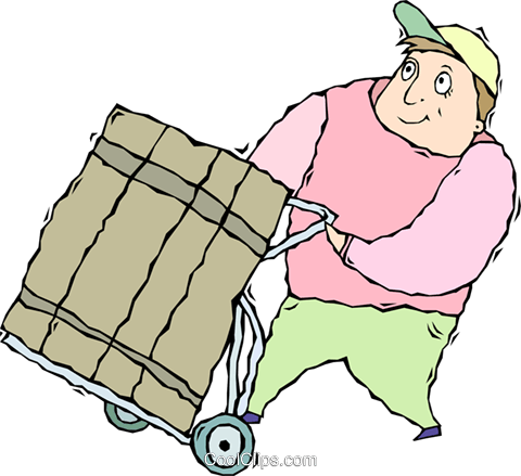 Delivery Person Royalty Free Vector Clip Art Illustration - Delivery Person Royalty Free Vector Clip Art Illustration (480x439)