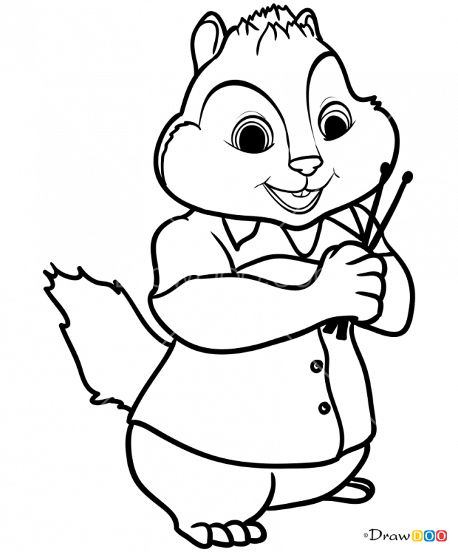 Image Black And White Library How To Draw Alvin And - Image Black And White Library How To Draw Alvin And (665x801)