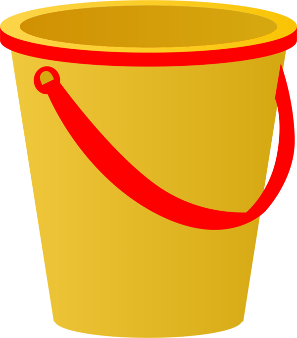 Yellow Sand Pail With Red Accents Vector Clip Art - Yellow Sand Pail With Red Accents Vector Clip Art (600x682)