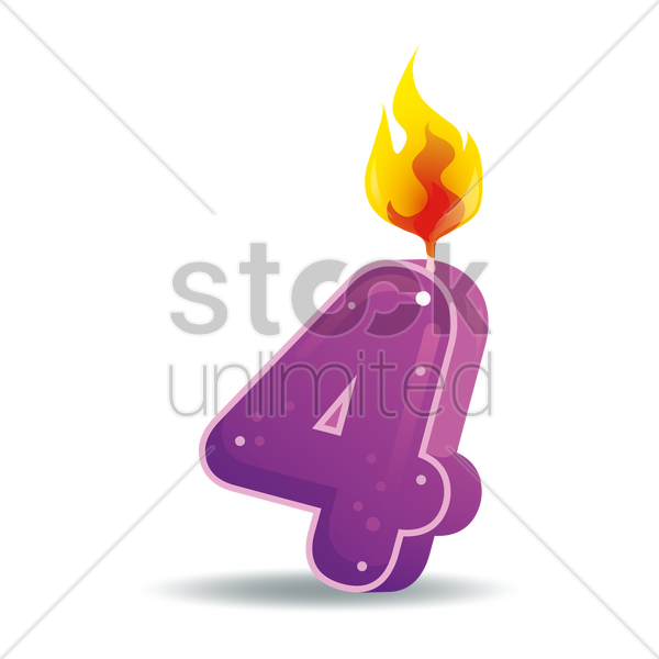 4 Number Candle Clipart Number Clip Art - 4 Number Candle Clipart Number Clip Art (600x600)