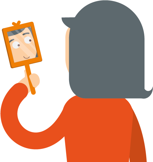 Person Looking In A Hand Mirror - Person Looking In A Hand Mirror (750x900)