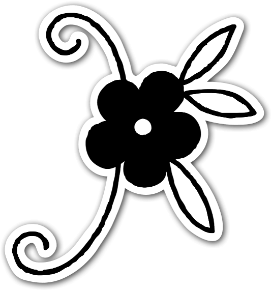 Fleur Noir Simple Sticker - Fleur Noir Simple Sticker (563x600)