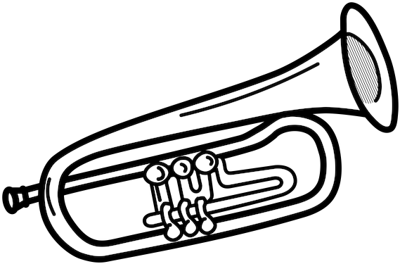 Lineart Trumpet - Lineart Trumpet (600x406)