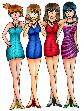 Pc-pokemon Girls Night Out By Pinkwolfly - Pc-pokemon Girls Night Out By Pinkwolfly (400x464)
