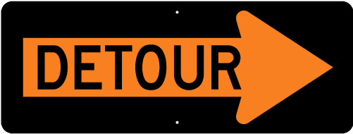 Long Detour Directional Construction Sign - Long Detour Directional Construction Sign (500x500)