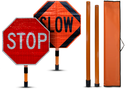 Stop / Slow Roll-up Paddle Sign Kit - Stop / Slow Roll-up Paddle Sign Kit (440x313)