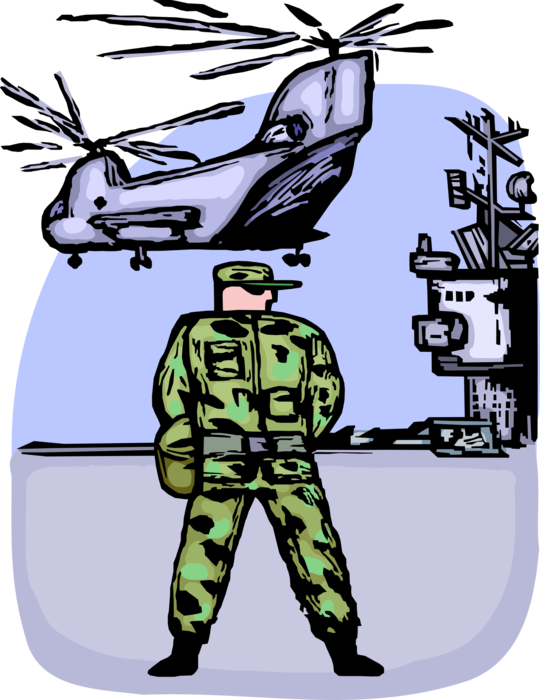 Vector Illustration Of Serviceman Stands Guard With - Vector Illustration Of Serviceman Stands Guard With (540x700)
