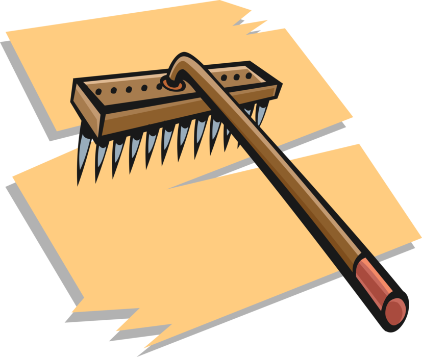 Vector Illustration Of Garden Rake For Yard Work Raking - Vector Illustration Of Garden Rake For Yard Work Raking (827x700)