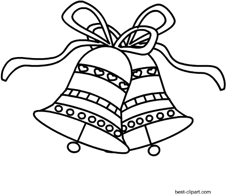 Black And White Wedding Bells Clip Art - Black And White Wedding Bells Clip Art (444x383)