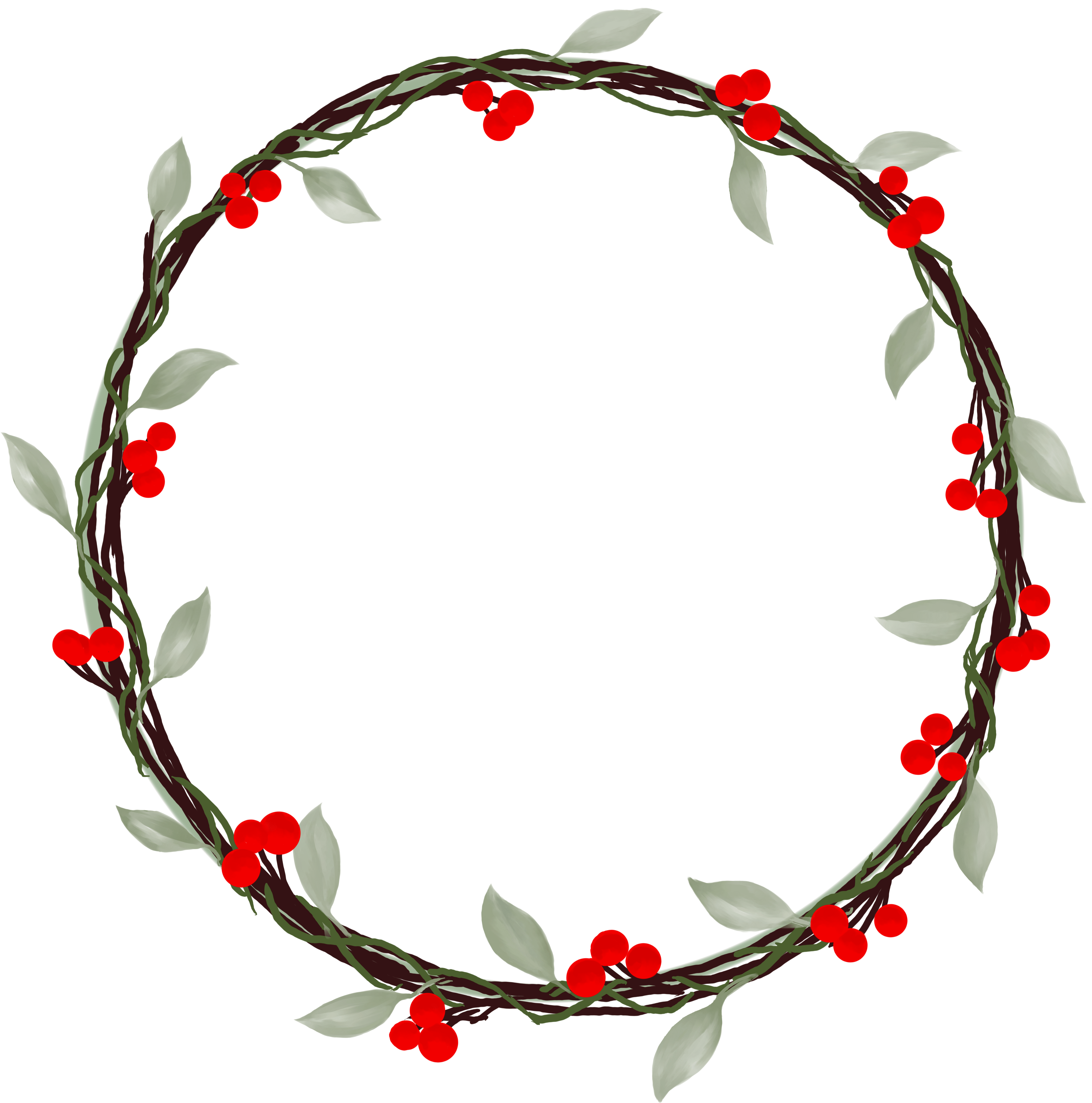 Twiggy Leaf And Berry Christmas Wreath - Twiggy Leaf And Berry Christmas Wreath (6000x6000)