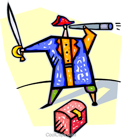 Pirate Looking Through His Telescope Royalty Free Vector - Pirate Looking Through His Telescope Royalty Free Vector (422x480)