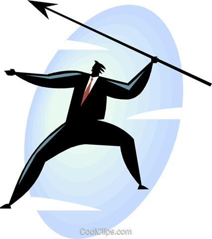 Businessman Throwing A Spear Royalty Free Vector Clip - Businessman Throwing A Spear Royalty Free Vector Clip (426x480)
