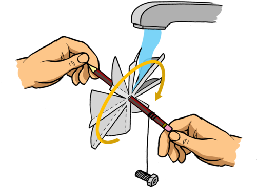 Hold The Wheel Under A Slow Stream Of Water From A - Hold The Wheel Under A Slow Stream Of Water From A (500x413)