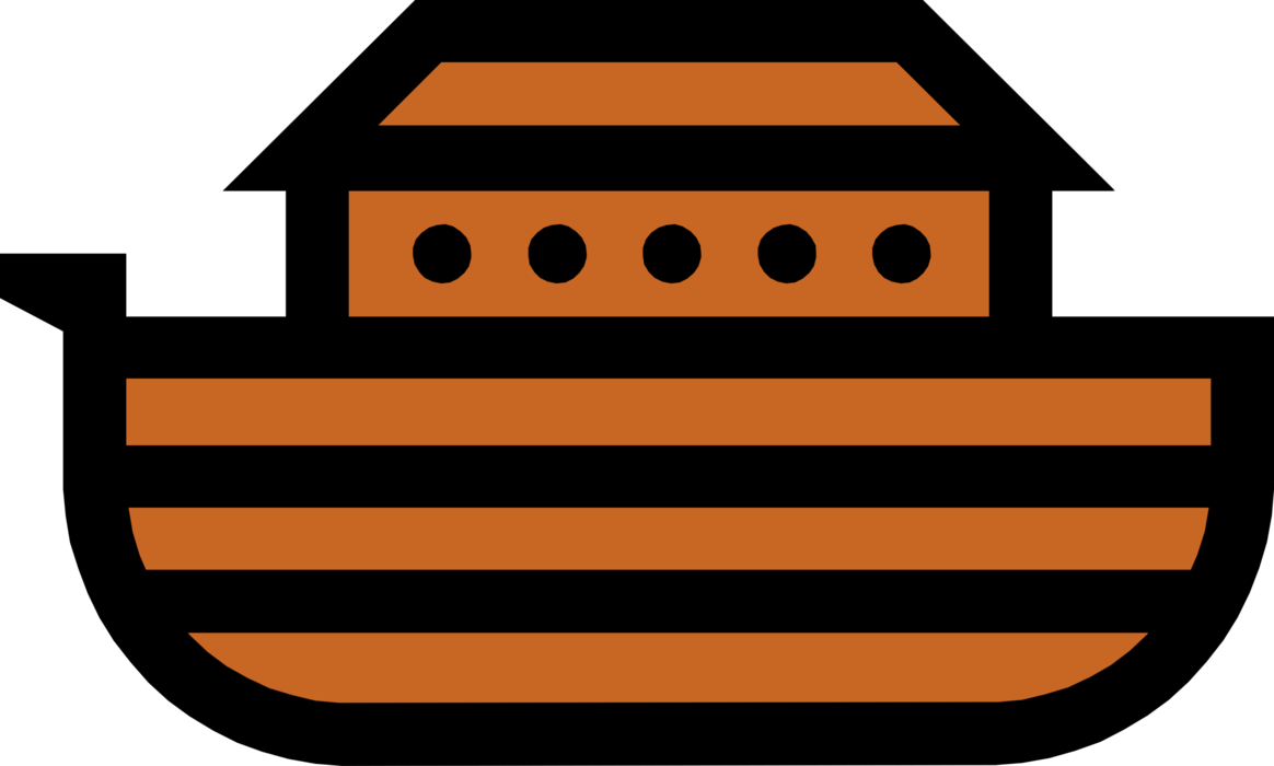 Vector Illustration Of Noah’s Ark From Genesis Flood - Vector