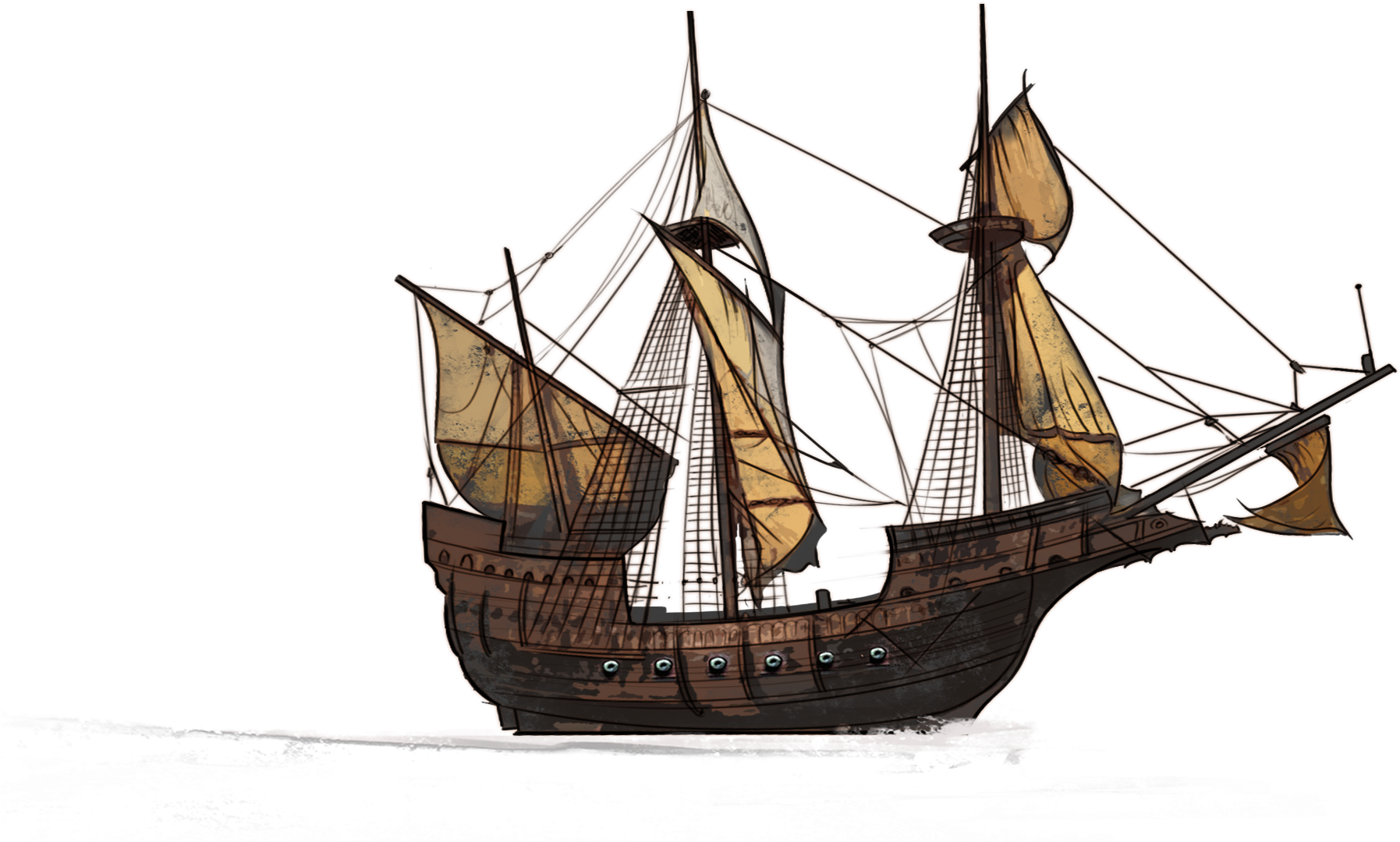 Caravel Drawing Ship Christopher Columbus - Caravel Drawing Ship Christopher Columbus (1920x1152)