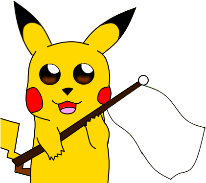 Pikachu Holding A Blank Flag By Drewtheredpoochyena - Pikachu Holding A Blank Flag By Drewtheredpoochyena (428x393)