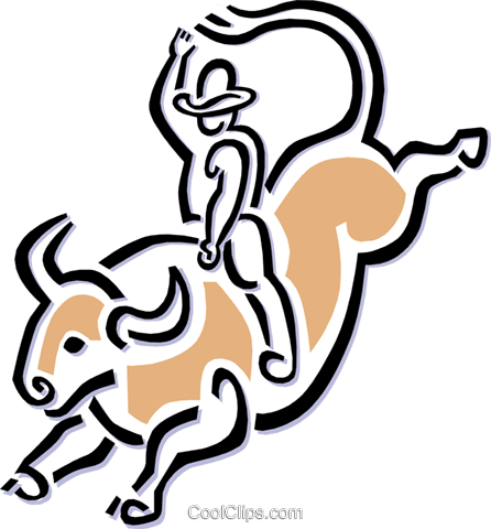 Cowboy Riding Bull Royalty Free Vector Clip Art Illustration - Cowboy Riding Bull Royalty Free Vector Clip Art Illustration (446x480)