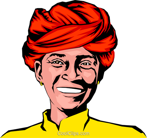 Man With Turban Royalty Free Vector Clip Art Illustration - Man With Turban Royalty Free Vector Clip Art Illustration (480x450)
