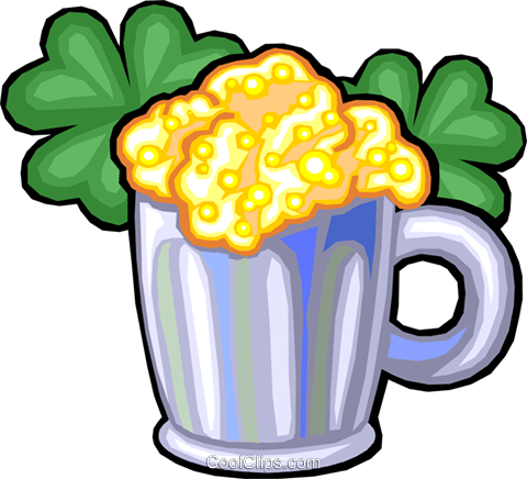 Mug Of Beer With Clovers Royalty Free Vector Clip Art - Mug Of Beer With Clovers Royalty Free Vector Clip Art (480x436)