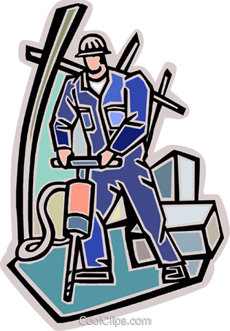 Construction Worker With Jack Hammer Royalty Free Vector - Construction Worker With Jack Hammer Royalty Free Vector (334x480)