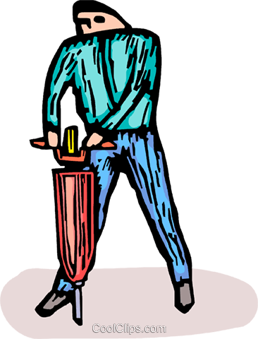 Person Operating A Jackhammer Royalty Free Vector Clip - Person Operating A Jackhammer Royalty Free Vector Clip (366x480)