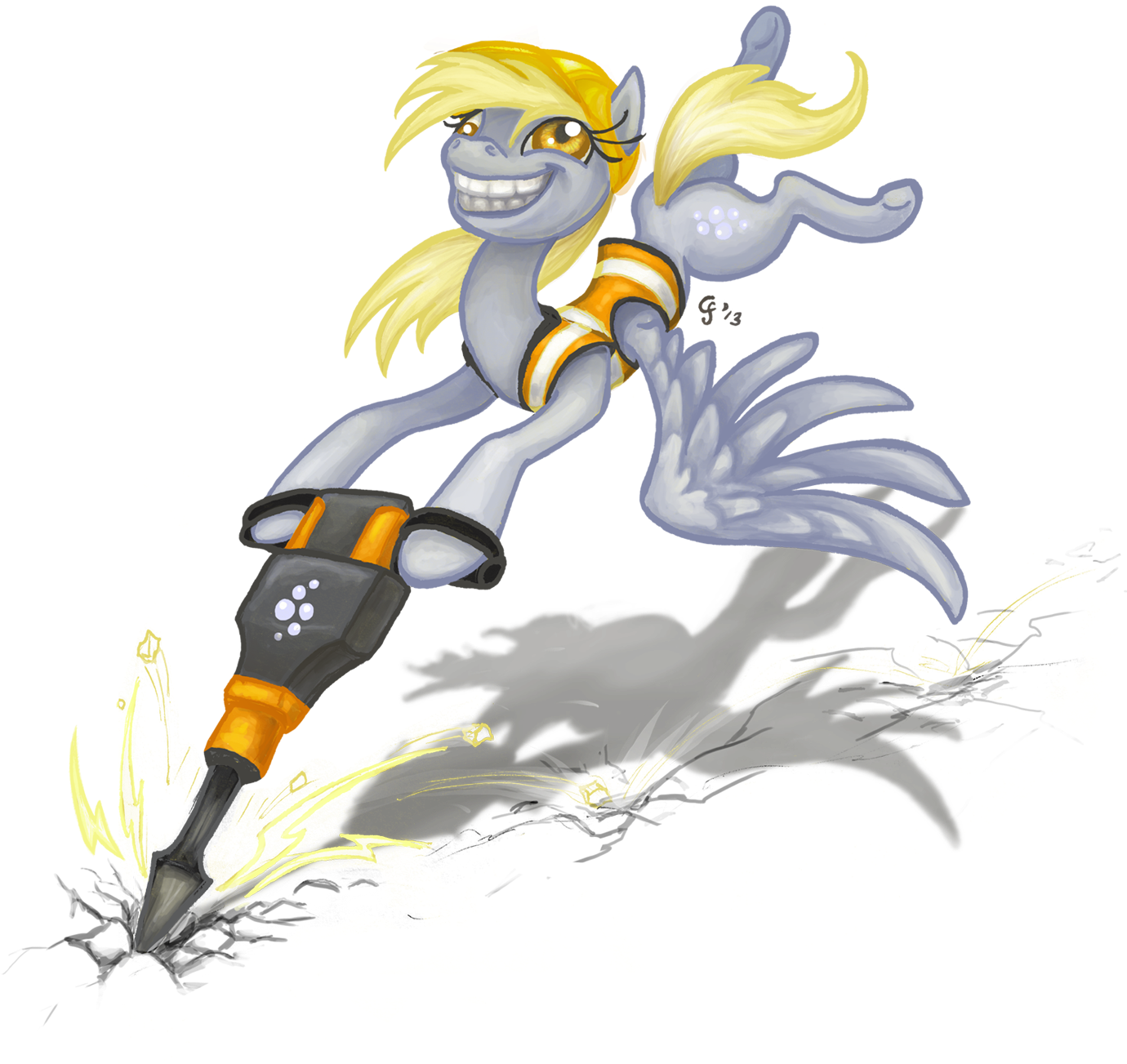 Gingerfoxy, Derpy Hooves, Female, Jackhammer, Mare, - Gingerfoxy, Derpy Hooves, Female, Jackhammer, Mare, (1386x1356)