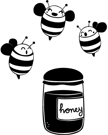 Honey Jar Bees Decal - Honey Jar Bees Decal (374x466)