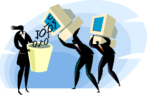 Man Dumping Old Data Into Trash Can Royalty Free Vector - Man Dumping Old Data Into Trash Can Royalty Free Vector (508x330)