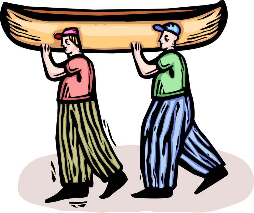 Canoeists Carrying Canoe Image Illustration Of Watercraft - Canoeists Carrying Canoe Image Illustration Of Watercraft (837x700)