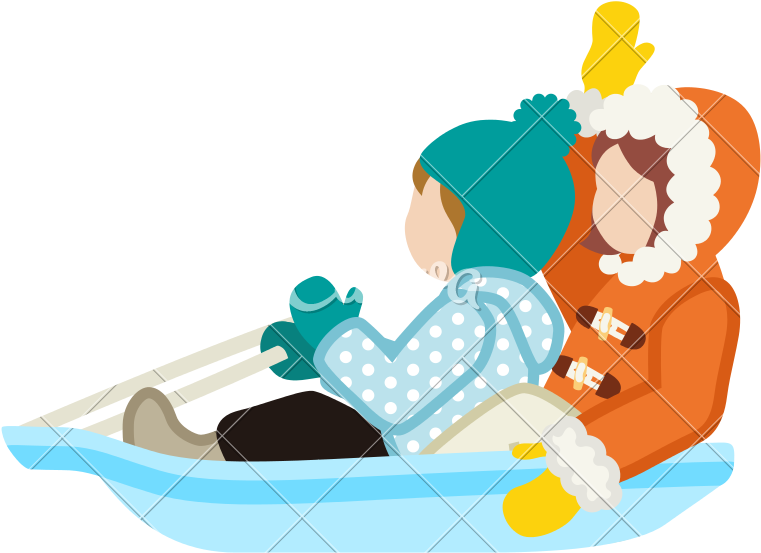 Two Children Playing By Sled - Two Children Playing By Sled (800x603)