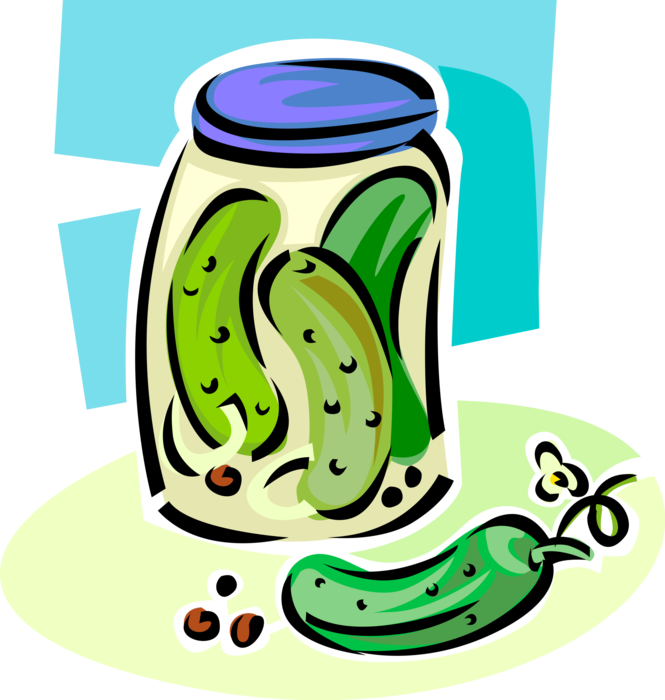 Vector Illustration Of Homemade Pickled Vegetable Cucumber - Vector Illustration Of Homemade Pickled Vegetable Cucumber (665x700)