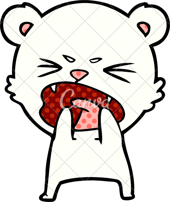 Angry Polar Bear Cartoon Vector Illustration Design - Angry Polar Bear Cartoon Vector Illustration Design (673x800)