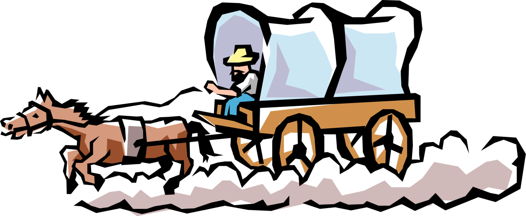 Vector Illustration Of Old West Chuck Wagon Or Chuckwagon - Vector Illustration Of Old West Chuck Wagon Or Chuckwagon (1704x700)