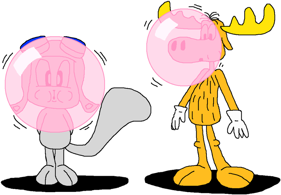 Rocky And Bullwinkle Blowing A Pink Bubble Gum By Pokegirlrules - Rocky And Bullwinkle Blowing A Pink Bubble Gum By Pokegirlrules (1024x746)