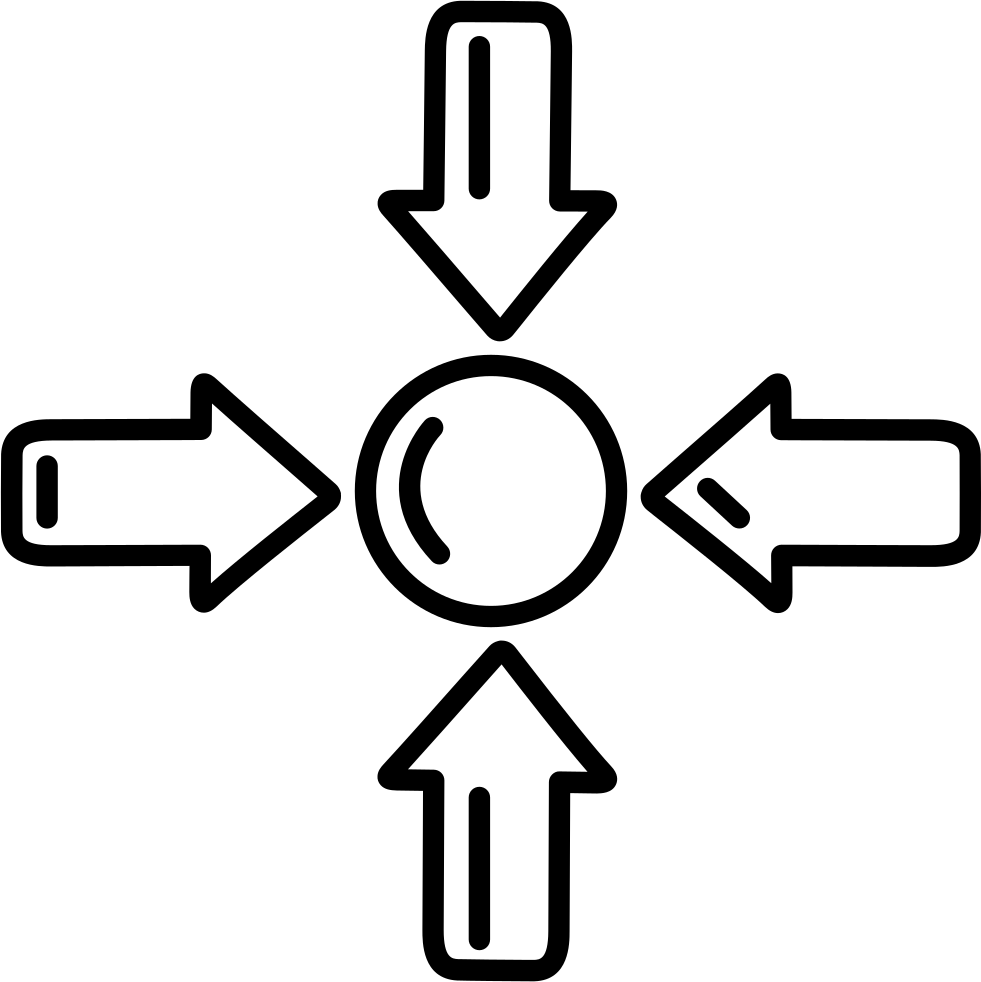 Four Arrows In Cross Pointing To A Circle At Center - Four Arrows In Cross Pointing To A Circle At Center (981x982)