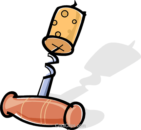 Corkscrew With A Cork Royalty Free Vector Clip Art - Corkscrew With A Cork Royalty Free Vector Clip Art (480x444)