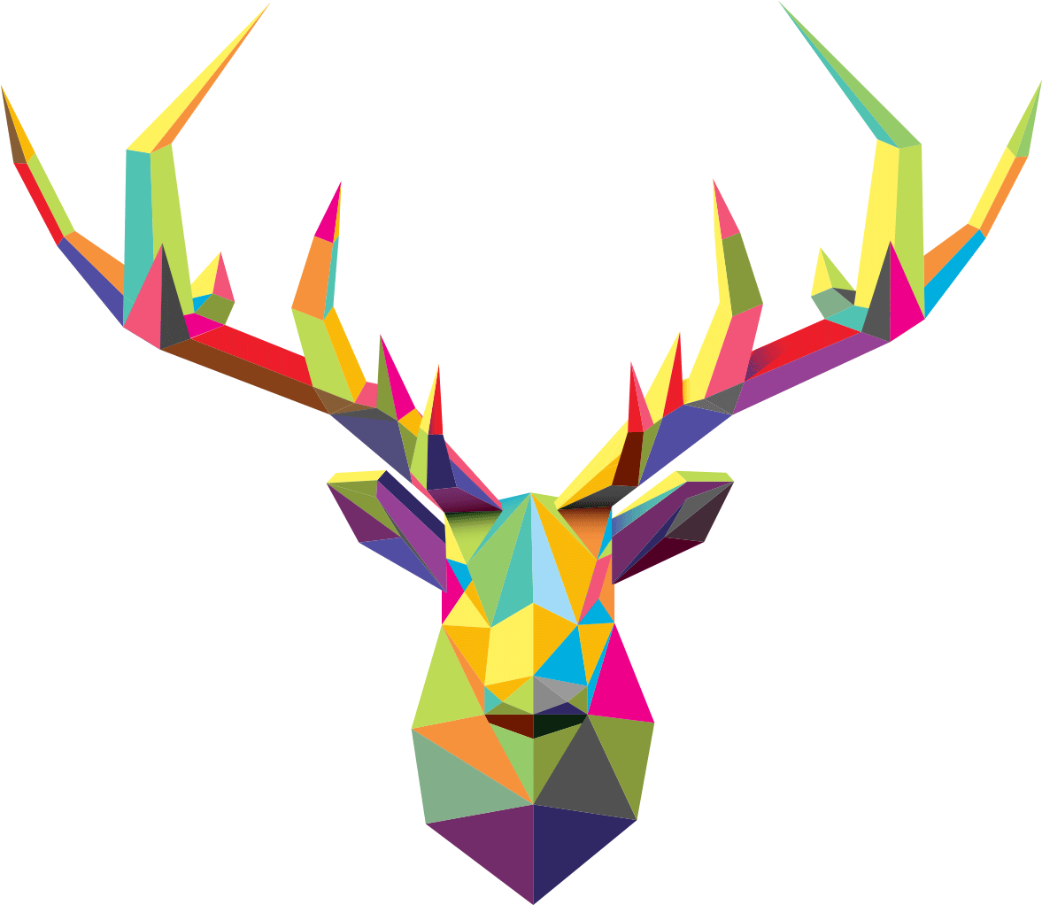 Sticker Origami Tete De Cerf Multicolore Ambiance Sticker - Sticker Origami Tete De Cerf Multicolore Ambiance Sticker (1200x1200)