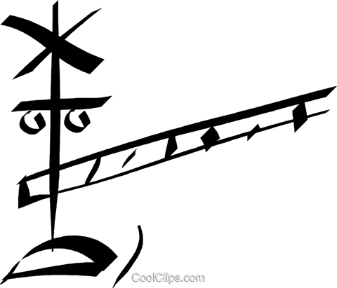 Railway Crossing Royalty Free Vector Clip Art Illustration - Railway Crossing Royalty Free Vector Clip Art Illustration (480x411)