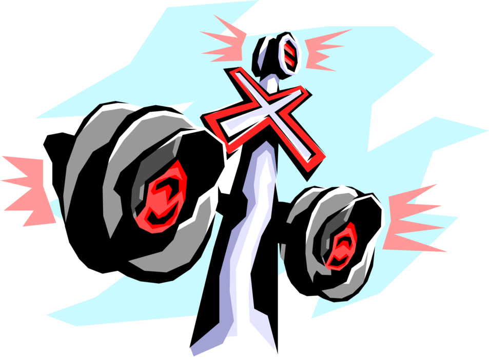 Vector Illustration Of Railway Level Crossing Intersection - Vector Illustration Of Railway Level Crossing Intersection (953x700)