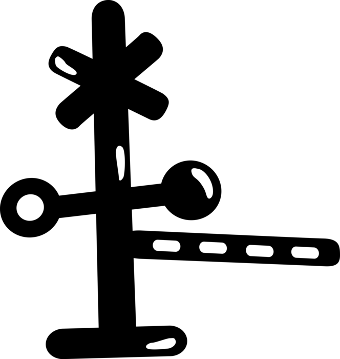 Railway Crossing Royalty Free Vector Clip Art Illustration - Railway Crossing Royalty Free Vector Clip Art Illustration (664x700)