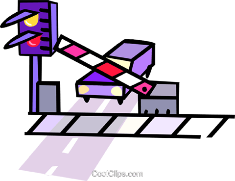 Vehicle Stopped At A Train Crossing Royalty Free Vector - Vehicle Stopped At A Train Crossing Royalty Free Vector (480x369)