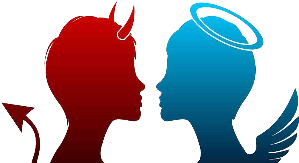 Angel Demon Devil Clip Art - Devil And Angel Png (1000x537)