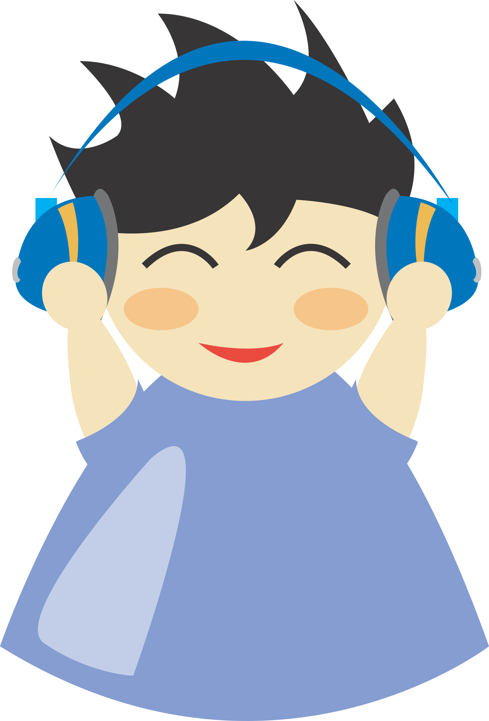 Big Image - Listening With Headphones Cartoon (1627x2400)
