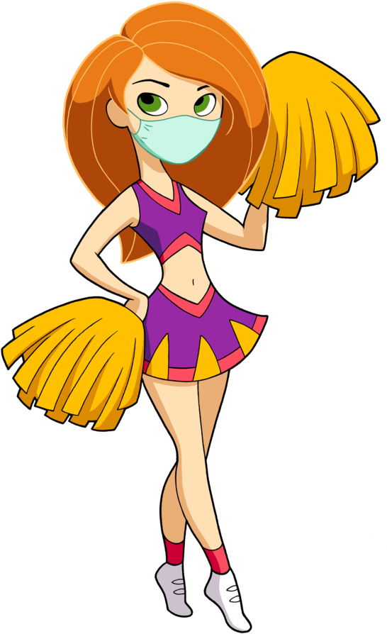 Cheerleader Kim Possible Wearing A Surgical Mask By - Kim Possible Cheerleader Cartoon (600x952)