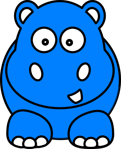 Hippo Clipart - Cute Animals Cartoon (486x600)