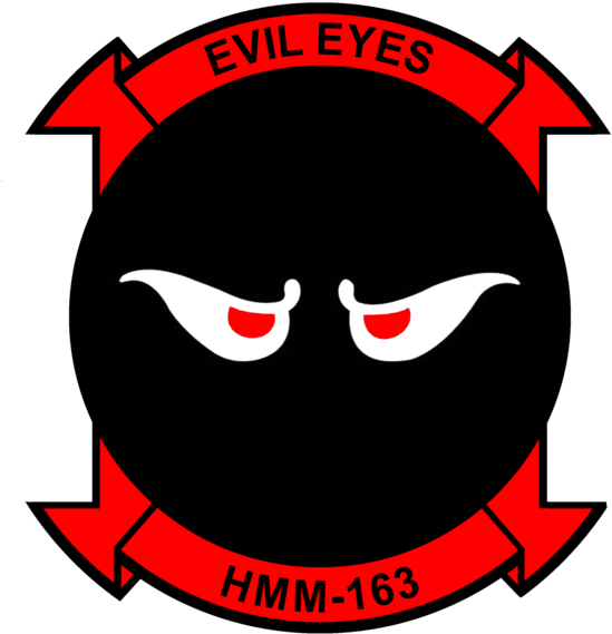 Usmc Hmm-163 Evil Eyes Sticker - Knight Riders Usmc (572x600)