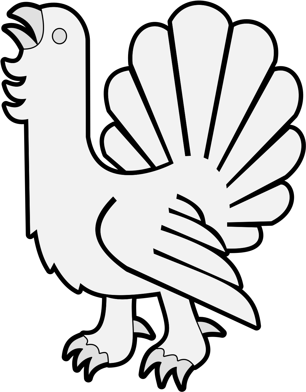Wood Cock In His Pride - Line Art (1068x1368)